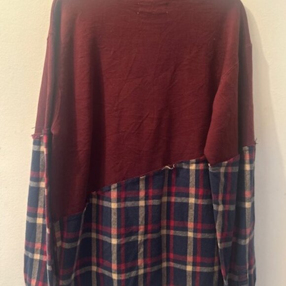 Urban Renewal Remade Spliced Heavy Flannel One of a Kind Button Sweatshirt NEW - Picture 16 of 16